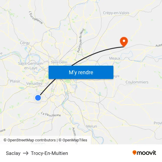 Saclay to Trocy-En-Multien map