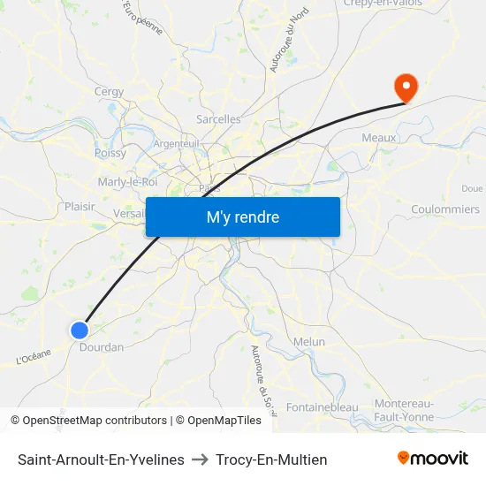 Saint-Arnoult-En-Yvelines to Trocy-En-Multien map