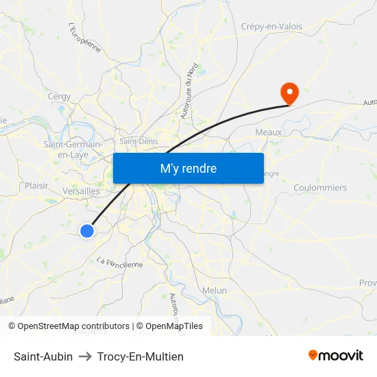 Saint-Aubin to Trocy-En-Multien map