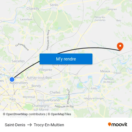 Saint-Denis to Trocy-En-Multien map
