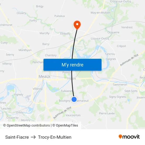 Saint-Fiacre to Trocy-En-Multien map
