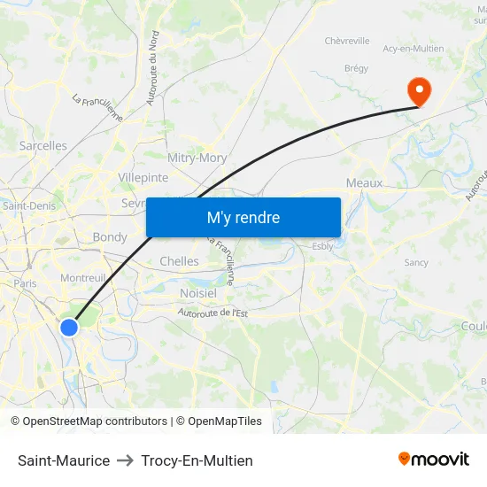 Saint-Maurice to Trocy-En-Multien map