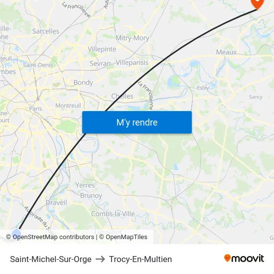Saint-Michel-Sur-Orge to Trocy-En-Multien map
