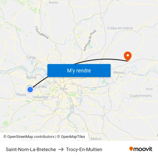 Saint-Nom-La-Breteche to Trocy-En-Multien map