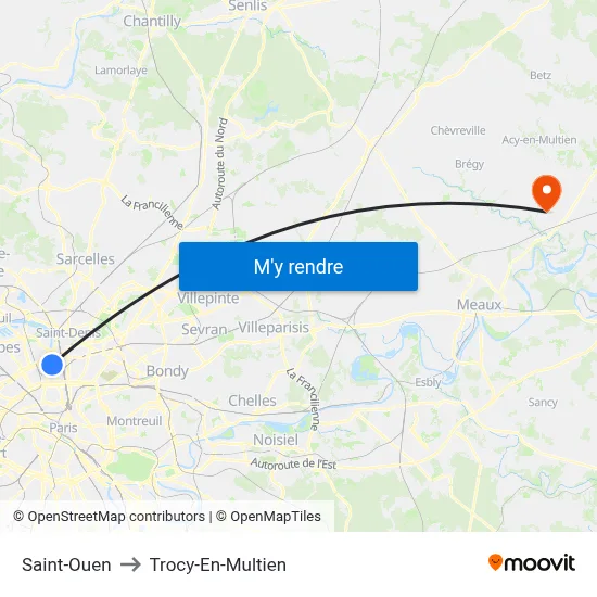 Saint-Ouen to Trocy-En-Multien map