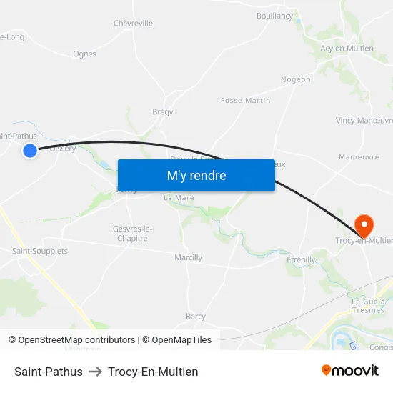 Saint-Pathus to Trocy-En-Multien map