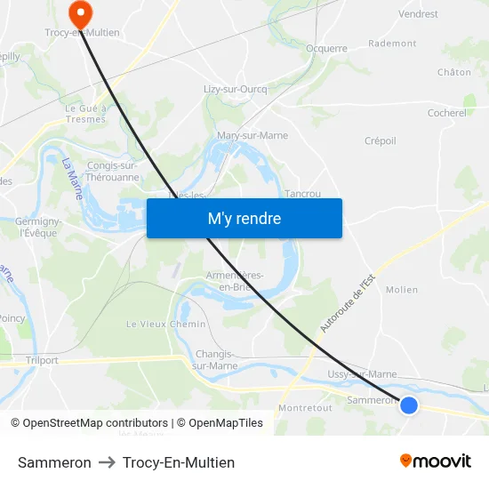 Sammeron to Trocy-En-Multien map