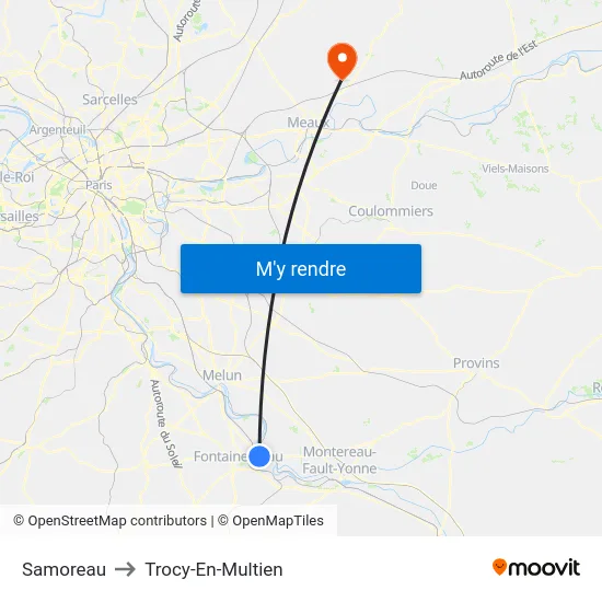 Samoreau to Trocy-En-Multien map