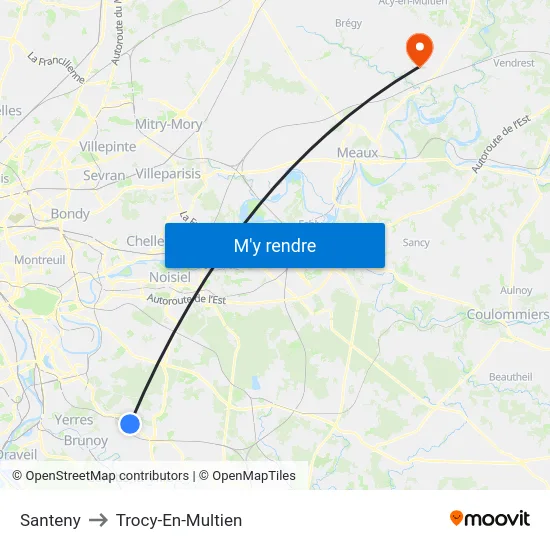 Santeny to Trocy-En-Multien map