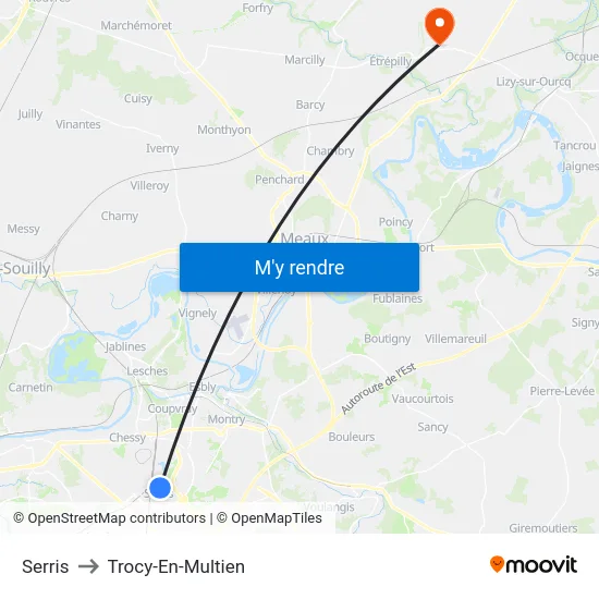 Serris to Trocy-En-Multien map