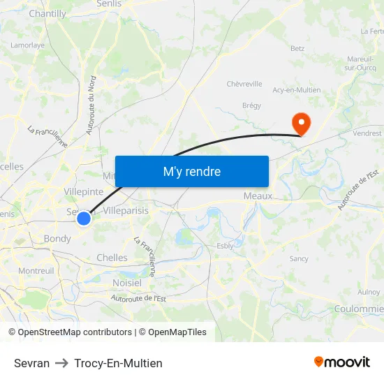 Sevran to Trocy-En-Multien map