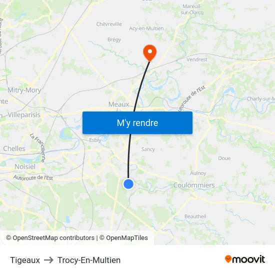 Tigeaux to Trocy-En-Multien map