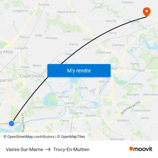 Vaires-Sur-Marne to Trocy-En-Multien map