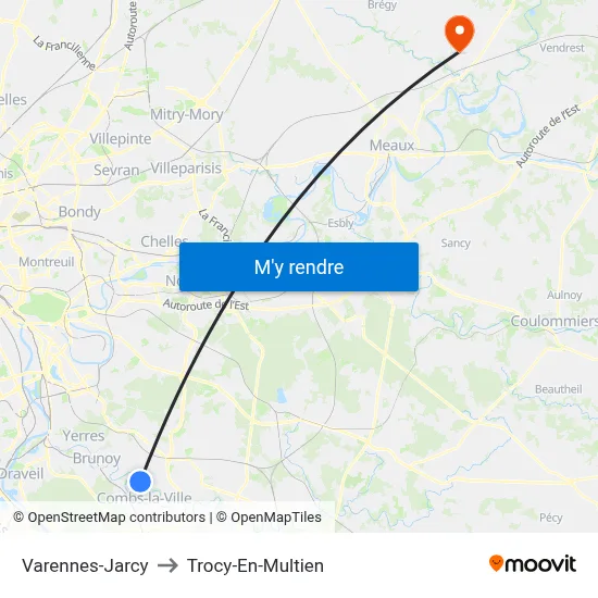 Varennes-Jarcy to Trocy-En-Multien map