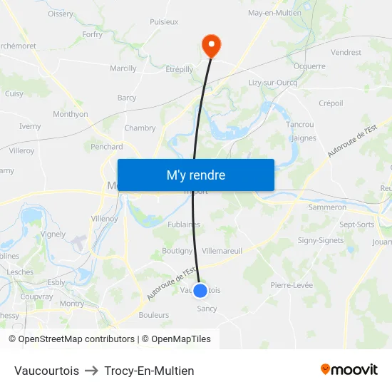 Vaucourtois to Trocy-En-Multien map