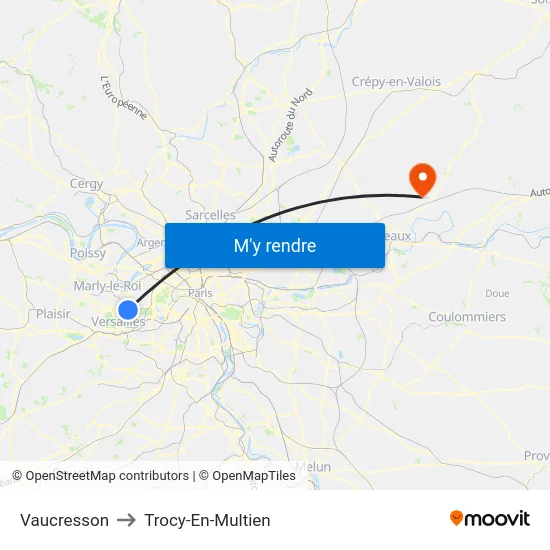 Vaucresson to Trocy-En-Multien map