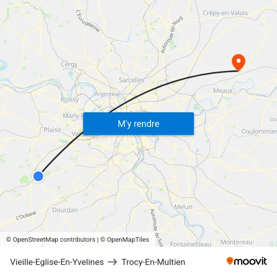 Vieille-Eglise-En-Yvelines to Trocy-En-Multien map