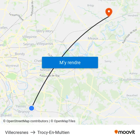 Villecresnes to Trocy-En-Multien map