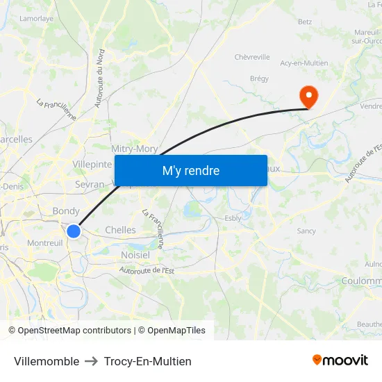 Villemomble to Trocy-En-Multien map
