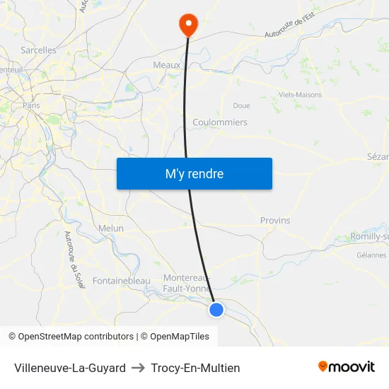 Villeneuve-La-Guyard to Trocy-En-Multien map