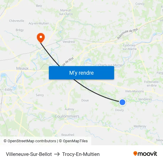 Villeneuve-Sur-Bellot to Trocy-En-Multien map