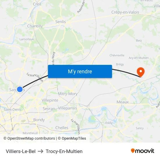 Villiers-Le-Bel to Trocy-En-Multien map