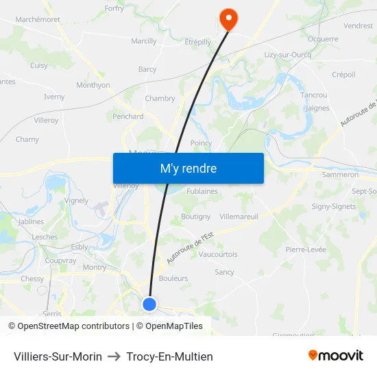 Villiers-Sur-Morin to Trocy-En-Multien map