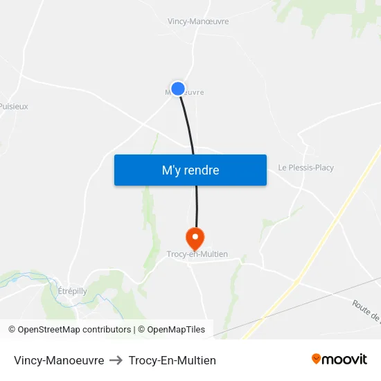 Vincy-Manoeuvre to Trocy-En-Multien map