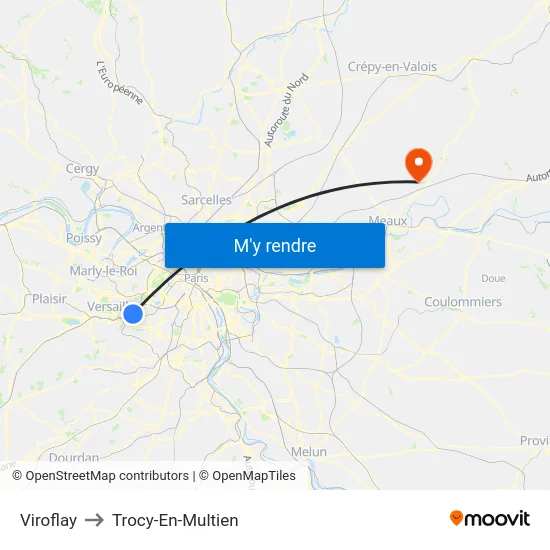 Viroflay to Trocy-En-Multien map