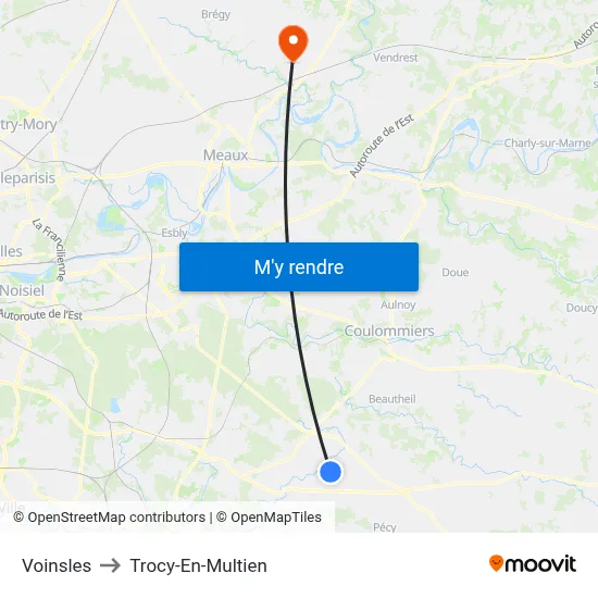 Voinsles to Trocy-En-Multien map