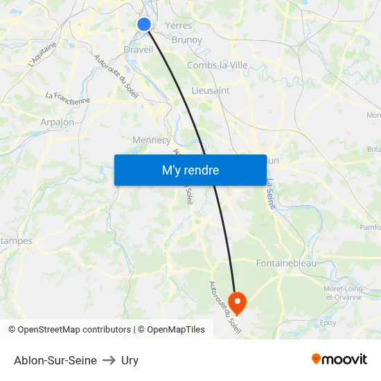 Ablon-Sur-Seine to Ury map