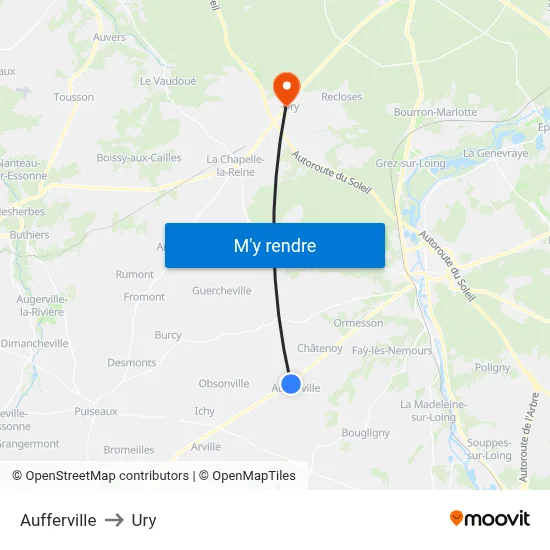 Aufferville to Ury map