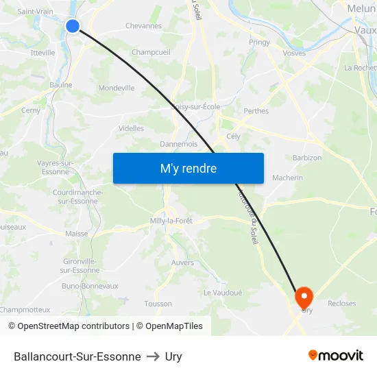 Ballancourt-Sur-Essonne to Ury map