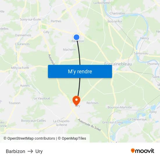 Barbizon to Ury map