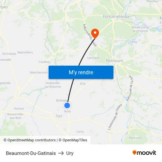 Beaumont-Du-Gatinais to Ury map