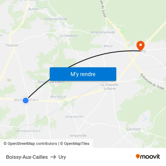 Boissy-Aux-Cailles to Ury map