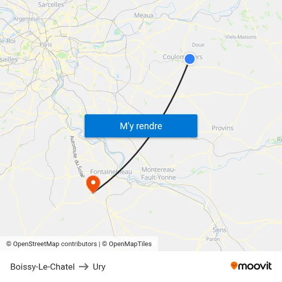 Boissy-Le-Chatel to Ury map
