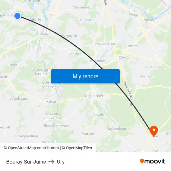 Bouray-Sur-Juine to Ury map