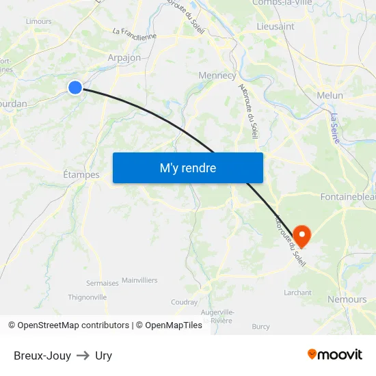 Breux-Jouy to Ury map