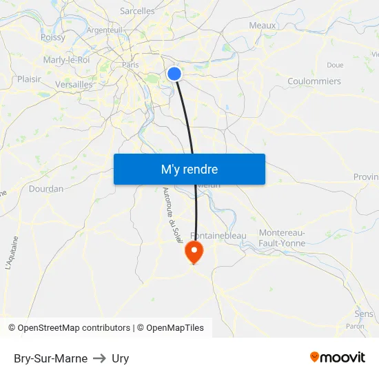 Bry-Sur-Marne to Ury map