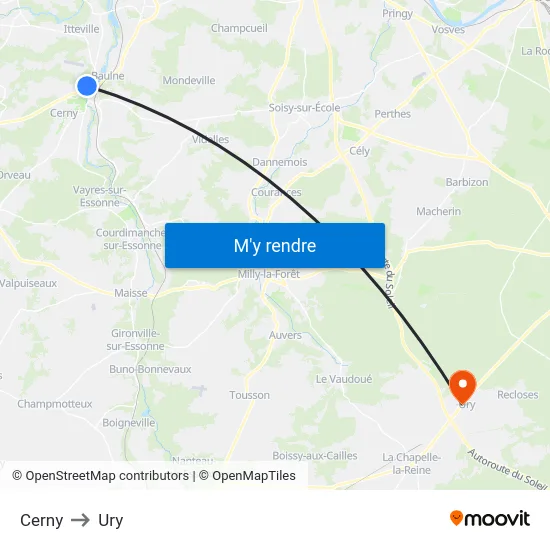 Cerny to Ury map