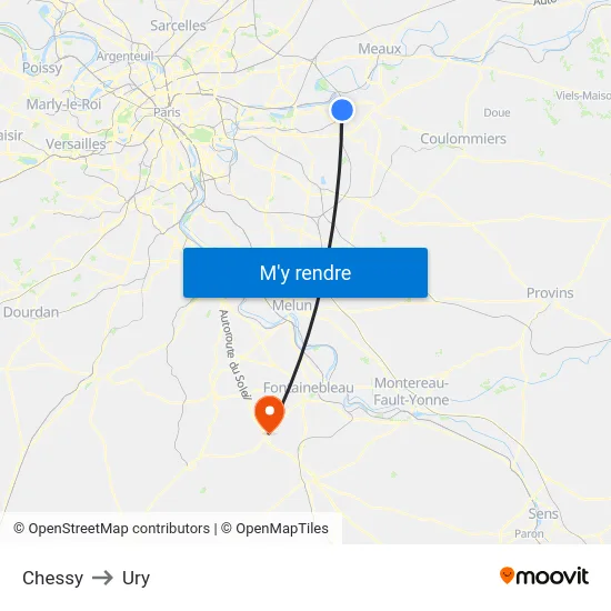 Chessy to Ury map