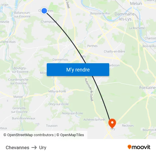 Chevannes to Ury map