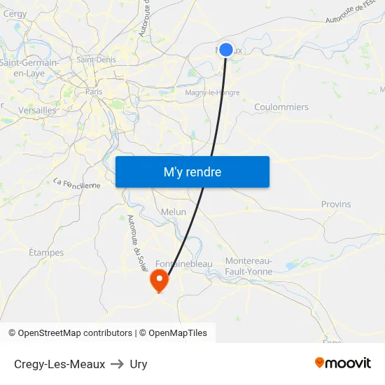 Cregy-Les-Meaux to Ury map