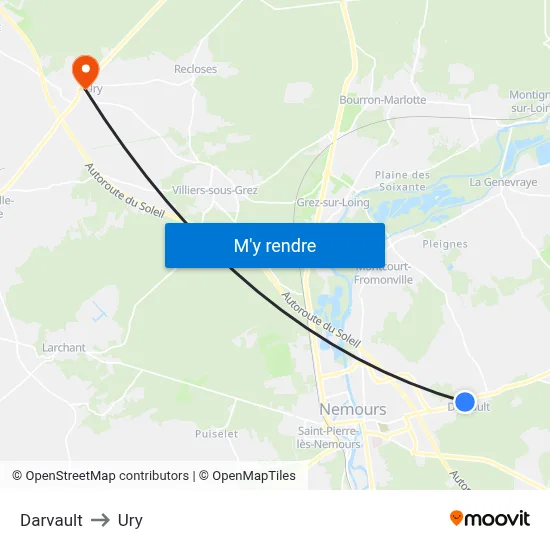 Darvault to Ury map
