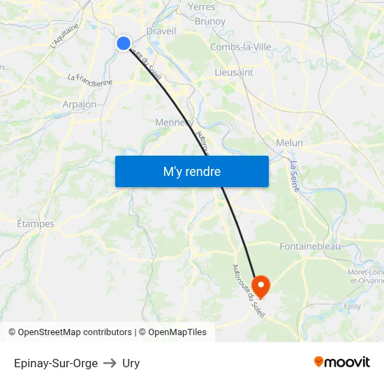 Epinay-Sur-Orge to Ury map