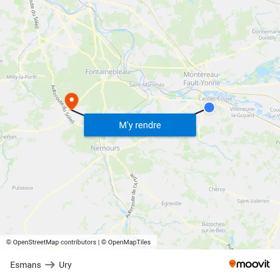 Esmans to Ury map