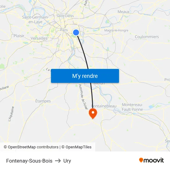 Fontenay-Sous-Bois to Ury map