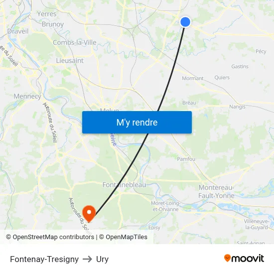 Fontenay-Tresigny to Ury map