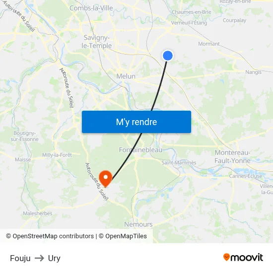 Fouju to Ury map